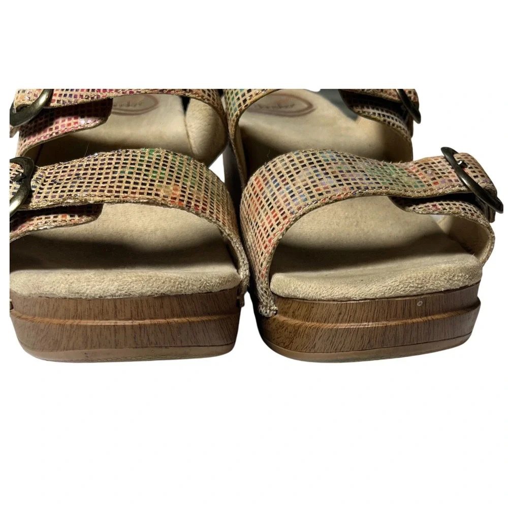 Dansko Mosaic Patchwork Leather Platform Slides Boho Comfort EU 38